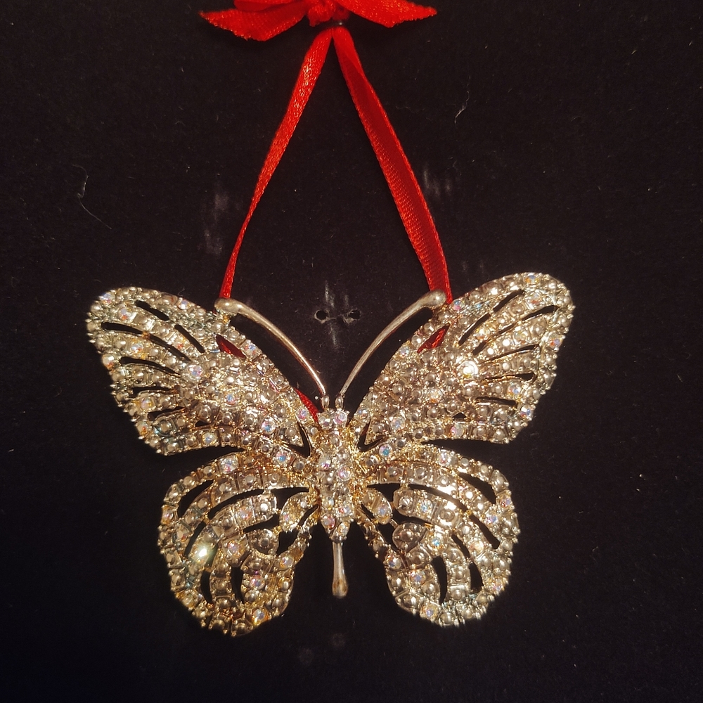 🆕 Gold Crystal Encrusted Butterfly Brooch